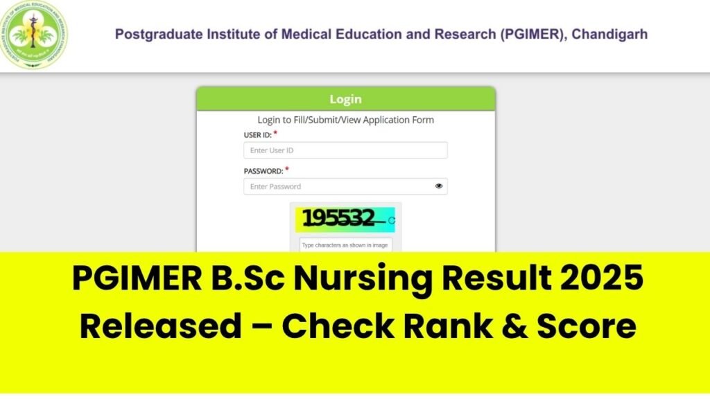 PGIMER B.Sc Nursing Result 2025 Released – Check Rank & Score